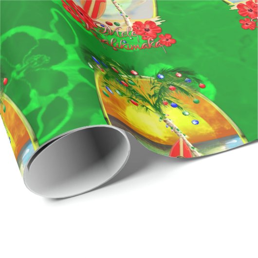 Strand Mele Kalikimaka Geschenkpapier (Rolleneckpunkt)