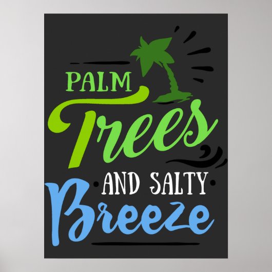 Strand mit alten Palmen Poster (Vorne)