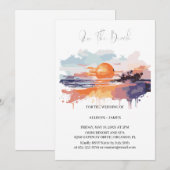 Strand mit Aquarellfarben Einladung (Vorne/Hinten)
