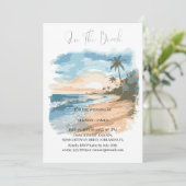 Strand mit Aquarellfarben Einladung (Stehend Vorderseite)