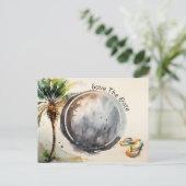 Strand mit Aquarellfarben Save the Date Postkarte (Stehend Vorderseite)