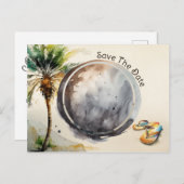 Strand mit Aquarellfarben Save the Date Postkarte (Vorne/Hinten)