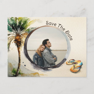 Strand mit Aquarellfarben Save the Date Postkarte