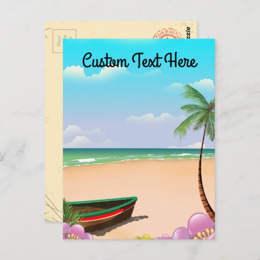 Strand mit benutzerdefiniertem Text Postkarte (Vorne/Hinten)