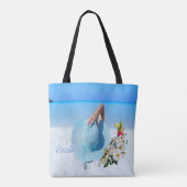 Strand mit Bouquet und Drink (Text) Tasche (Rückseite)