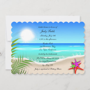 Strand mit bunten Starfish Brautparty laden ein Einladung