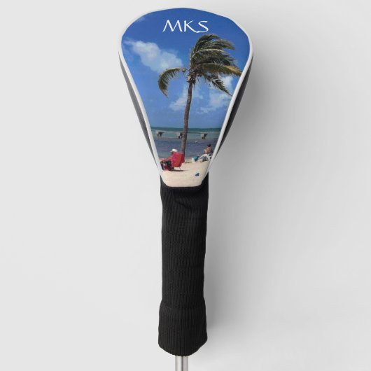 Strand mit Coconut Palm Monogram Golf Head Cover Headcover (Vorderseite)