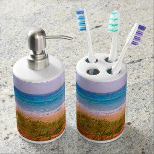 Strand mit Dünen und dem Türkis-Blau-Meer Badezimmer-Set Strand mit Dünen und dem Türkis-Blau-Meer Badezimmer-Set