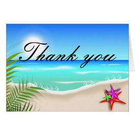 Strand mit farbenfrohen Starfish Dankeschön Karte