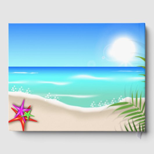 Strand mit farbenfrohen Starfish Gästebuch (Rückseite)