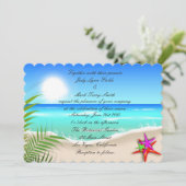 Strand mit farbenfroher Starfish Einladung (Stehend Vorderseite)