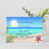 Strand mit farbenfroher Starfish Empfang Card Einladung (Stehend Vorderseite)