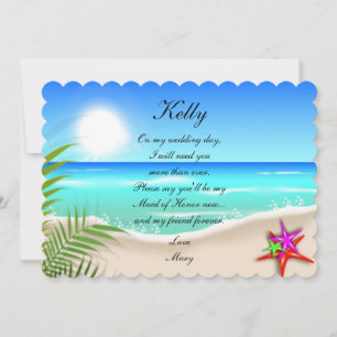 Strand mit farbenfroher Starfish Trauzeugin Card Einladung