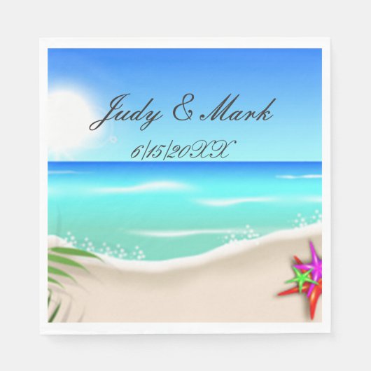 Strand mit farbenprächtigem Starfish Paper Napkins Serviette (Vorderseite)