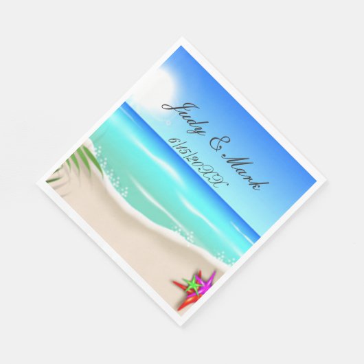 Strand mit farbenprächtigem Starfish Paper Napkins Serviette (Ecke)