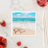 Strand mit Herz auf dem Sand Serviette (Beispiel)