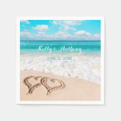 Strand mit Herz auf dem Sand Serviette (Vorderseite)