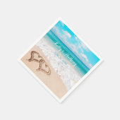 Strand mit Herz auf dem Sand Serviette (Ecke)