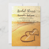 Strand mit Herz im Sand-Brautparty Einladung (Vorderseite)