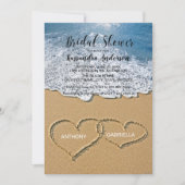 Strand mit Herz im Sand-Brautparty Einladung (Vorderseite)