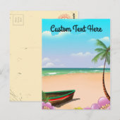 Strand mit individuellem Text Postkarte (Vorne/Hinten)