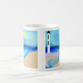 Strand mit Leuchtturm-Tasse Kaffeetasse (Mittel)