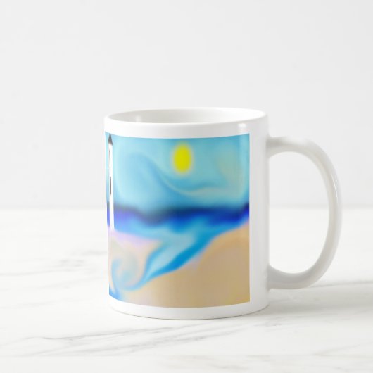 Strand mit Leuchtturm-Tasse Kaffeetasse (Rechts)