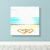 Strand mit Liebe im Sand Leinwanddruck (Insitu (Holzboden))