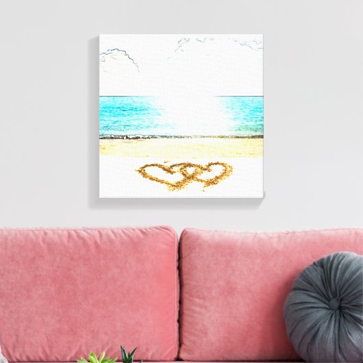 Strand mit Liebe im Sand Leinwanddruck (Insitu (Wohnzimmer))