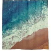 Strand mit Meerwasser Sand am Meer blau braun Duschvorhang (Vorderseite)