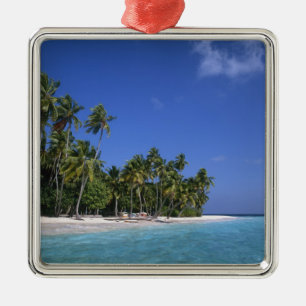 Strand mit Palmen, Malediven Ornament Aus Metall