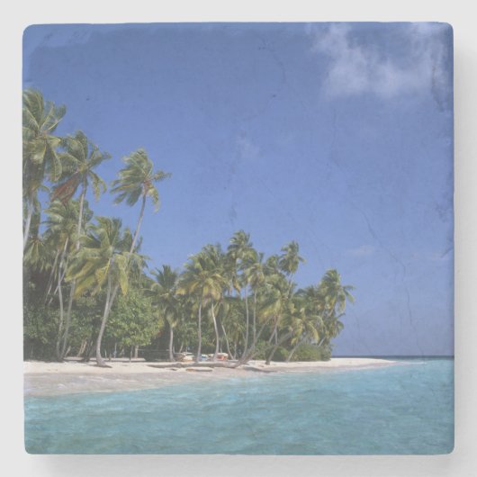Strand mit Palmen, Malediven Steinuntersetzer (Vorderseite)