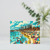 Strand mit Pop Art Vibe Postkarte (Stehend Vorderseite)