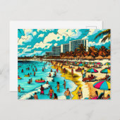 Strand mit Pop Art Vibe Postkarte (Vorne/Hinten)