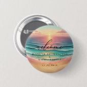 Strand mit rosa Ozean Signature Boho Willkommen So Button (Vorne & Hinten)