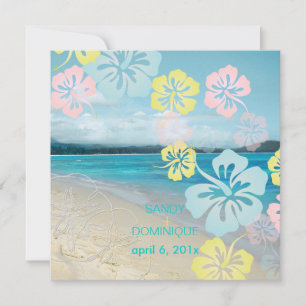 Strand mit Sand/Hibiskus Ziel Hochzeit Einladung