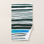 Strand mit schwarzen, weißen und mediterranen Stre Badhandtuch Set (Handtuch)