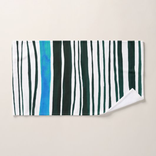 Strand mit schwarzen, weißen und mediterranen Stre Badhandtuch Set (Handtuch)