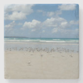 Strand mit Seaguls Steinuntersetzer (Vorderseite)