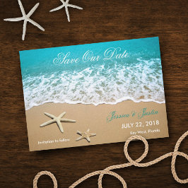 Strand mit Starfish Save the Date Karte