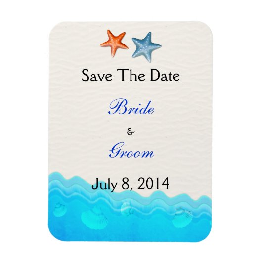 Strand mit Starfish Save the Date Magnet (Vertikal)