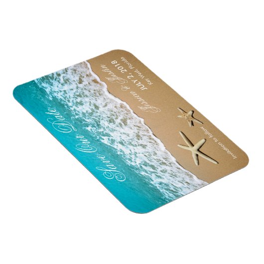 Strand mit Starfish Speichern Sie das Date Magnet (Rechte Seite)