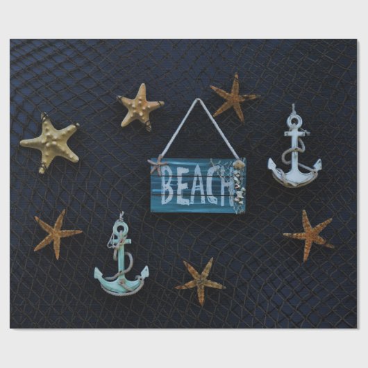 Strand mit Starfish und Ankern Geschenkpapier (Flach)