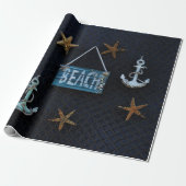 Strand mit Starfish und Ankern Geschenkpapier (Ungerollt)