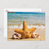 Strand mit Starfish und Seashells Brautparty Einladungspostkarte (Vorne/Hinten)