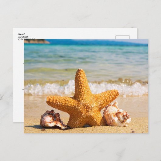 Strand mit Starfish und Seashells Brautparty Einladungspostkarte (Vorne/Hinten)