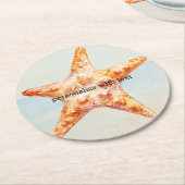 Strand mit Sternenfisch Runder Pappuntersetzer (Angewinkelt)