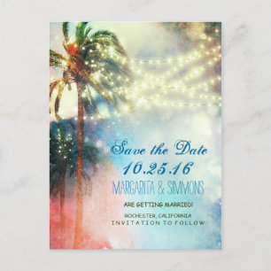 Strand mit Strandbeleuchtung Save the Date Ankündigungspostkarte