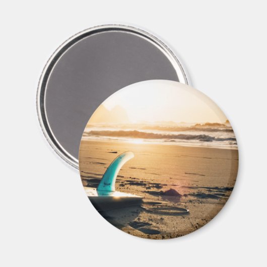 Strand mit Surfbrett Magnet (Vorderseite/Rückseite)