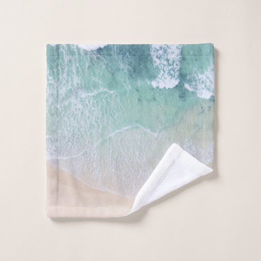 Strand mit weißem und grünem Lace Sand und Meer Badhandtuch Set (Waschlappen)